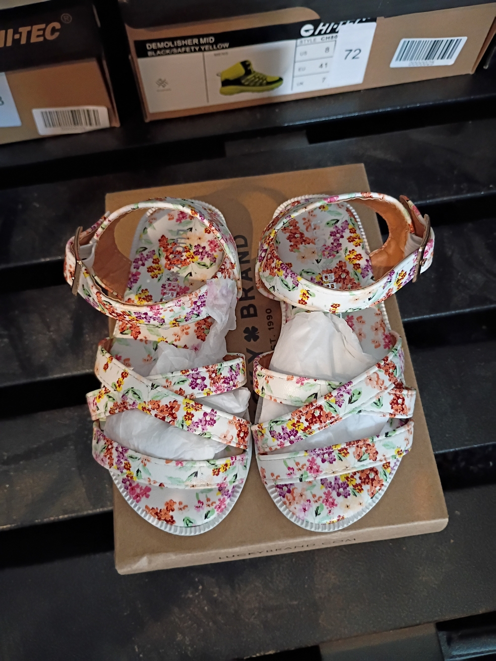 Lucky Brand White Floral Multi-Strap Kids Sandals